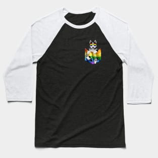 Husky In Pocket LGBT Pride Flag For Dog Lovers Baseball T-Shirt